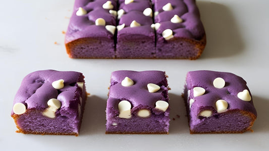 brownie au ube et chocolat blanc - bhakti
